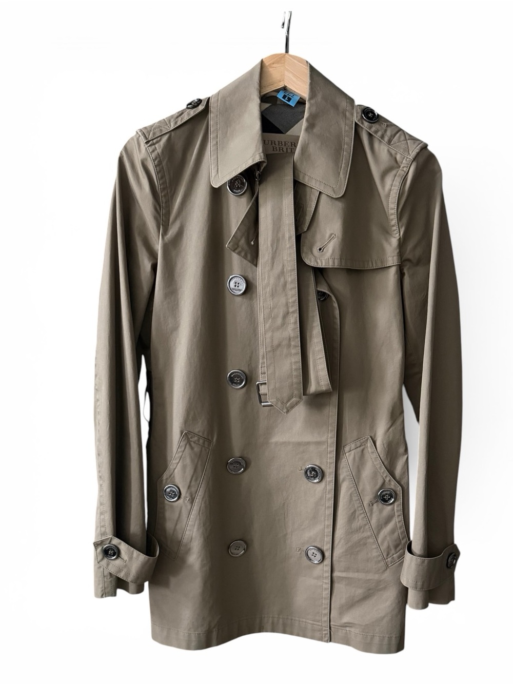 Burberry Brit Double Breasted Trench Coat- khaki olive